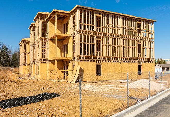 a snapshot of temporary chain link fences protecting a large construction project from unauthorized access in Hartford City IN